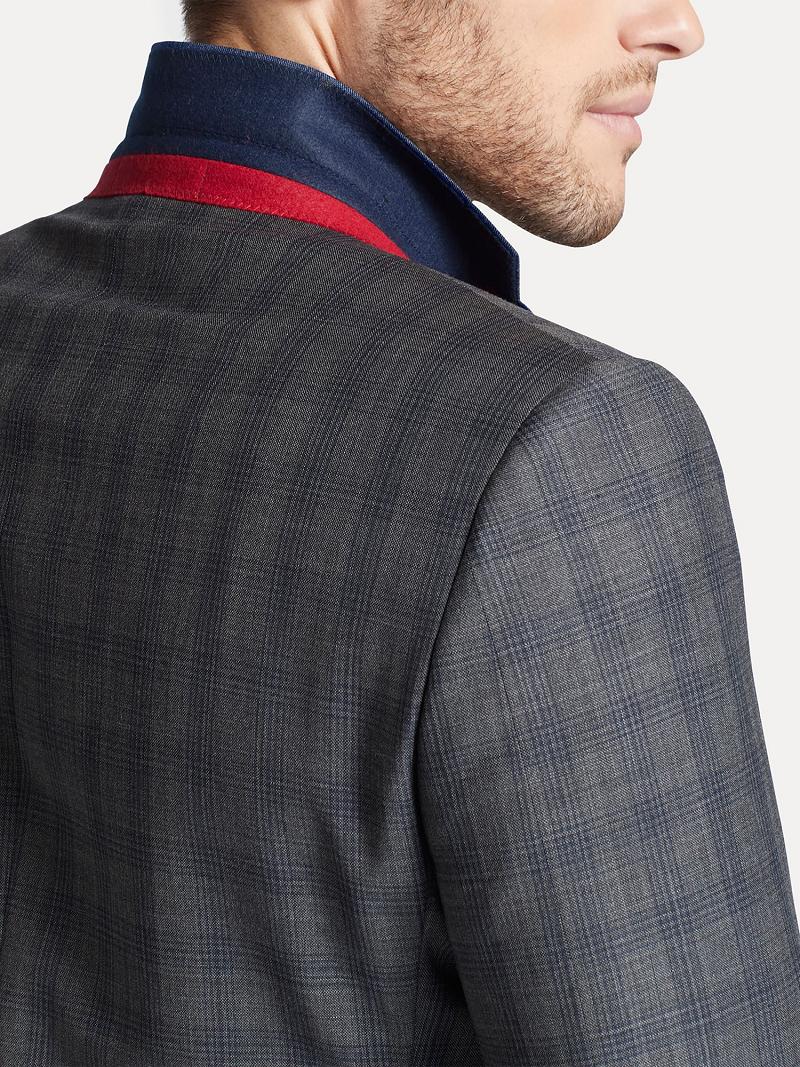 Férfi Tommy Hilfiger Regular fits windowpane check wool Blézerek Szürke | HU 1270JPQ